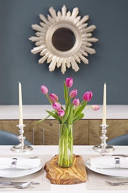 10 KaBloom - Pink Tulips with vase - Fresh Flowers for Birthday, Valentine's & Mother's Day