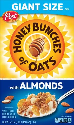 23 (Pack 2) Honey Bunches of Oats with Almonds, Heart Healthy, Low Fat, made with Whole Grain Cereal, Ounce