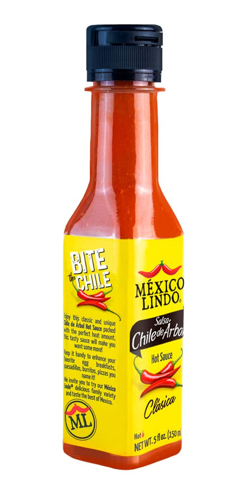 Mexico Lindo Chile de Arbol Hot Sauce, 5 Fl Oz Bottles - Pack of 2, 12,190 Scoville Level