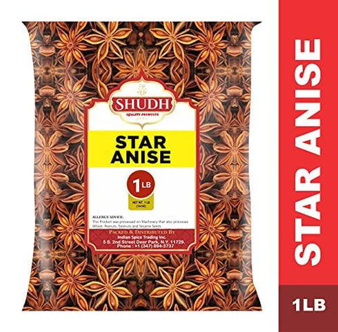 STAR ANISE WHOLE 1 LB | Seeds Pods ~ All Natural | Vegan | Gluten Friendly | NON-GMO | Whole Chinese Anise Star Pods Sun Dried Spice, Anis Estrella/Badian Khatai/ Illicium Verum, Widely Used for Baking, Cooking, and Tea