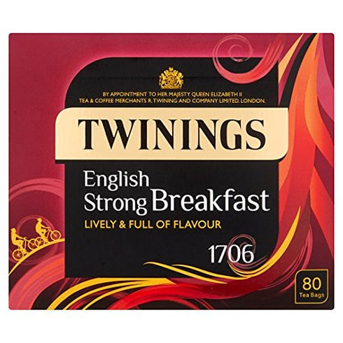 Twinings 1706 English Strong Breakfast Tea, 80 Tea Bags, 250g (Pack of