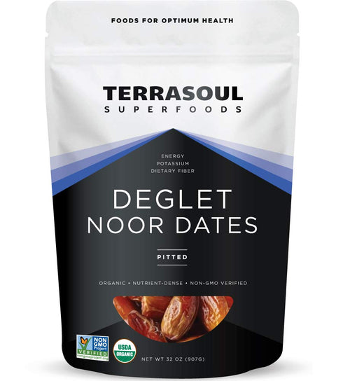 Terrasoul Superfoods Organic Deglet Dates, 2 Lbs - Pitted | Fresh |