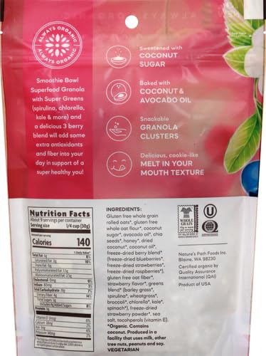 9.5 oz (Pack 3), Nature's Path Organic Superfood Smoothie Bowl Granola, of Gluten Free, Non-GMO