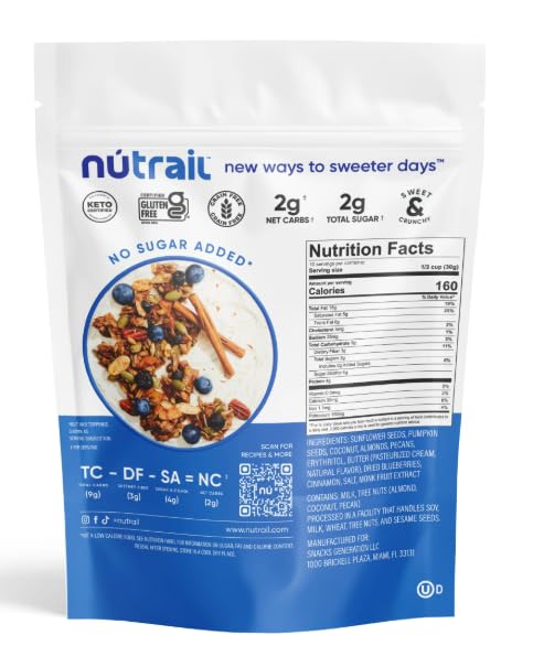 Generic 11 oz, 1 Count NuTrael Blueberry Cinnamon Nut Granola Cereal, Keto Friendly, Gluten Free, No Sugar Added
