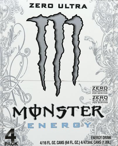 16 oz, 4 Pack Monster Energy, Zero Ultra, fl