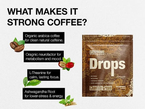 Gummies 16 Pack Strong Coffee Co. Coffee Drops | Organic Ashwagandha | L-Theanine, Reishi, MCT Oil, & Neurofactor | No