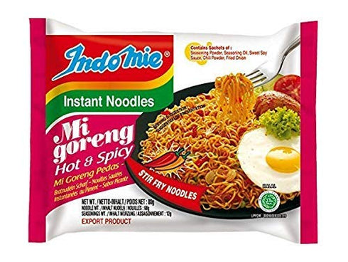 Indomie Foods Mi Goreng Instant Noodles, Halal Certified, Hot & Spicy Flavor, 10