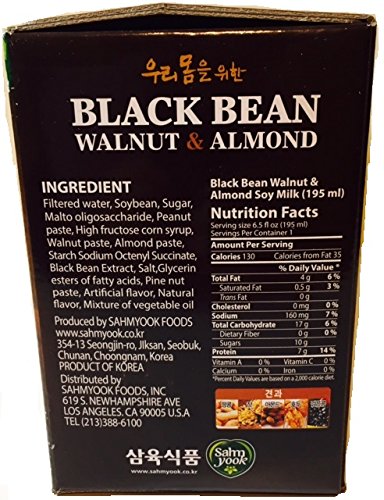 Sahmyook 6.5 (Pack 20) Black Bean With Walnut & Almond Soy Milk, Fl. Ounce