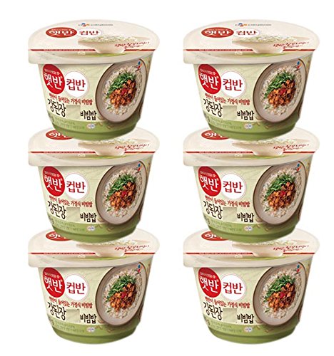 Korean CJ Hetbahn Cupbahn Microwavable Cooked Rice with Soup (Soybean Paste Bibimbap,