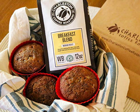 12oz Charleston Coffee Roasters | Specialty Organic Whole Bean Coffee | Hand Picked, Premium Slow Roast | (Breakfast