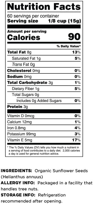 4 Lbs (2 Pack) Terrasoul Superfoods Organic Sunflower Seeds, - Hulled | Fresh | Vitamin E