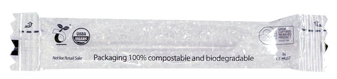 Packets Packets 4g (100 Pack) Le Must Organic Raw Cane Sugar Biodegradable Compostable Clear Stick Organic Sugar