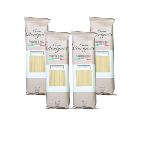 Casa Rovigatti Bronze Extruded Linguine Pasta, Italian Artisanal, 17.64oz, 4 Pack