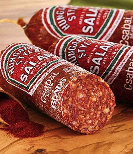 Pack 3, Sibiu, Csabai, Teli Salami, Hungarian and Romanian, Pork and Paprika Brand Dry Aged Sausages, of Gourmet Gift