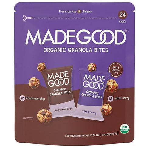KD Chocolates Made so Good Organic Granola Bites, Mixed Berry and Chocolate Chip, 24