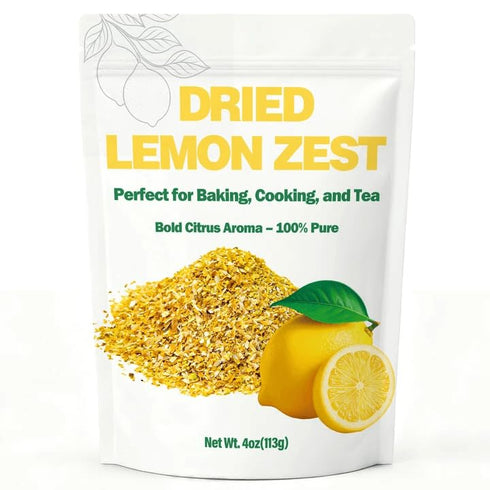 Nahasahr 4oz Dried Lemon Zest - Dried Granulated Lemon Peel for Baking, Tea,
