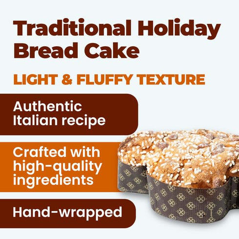 Vergani 1.65 Pack 1 Organic Colomba, Pounds Traditional Italian Holiday Bread Cake with Candied Orange Peel Filling.