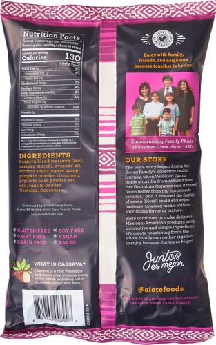 5 oz (Pack 2) Siete Grain Free Cinnamon Churro Strips, Bag, Gluten & Dairy Free, Paleo, Vegan, Non-GMO