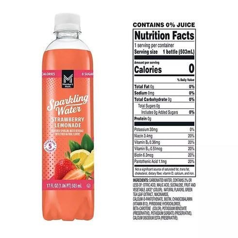 Generic Pack 3 17 oz., 10 Sparkling Water Variety | delicious flavors: Watermelon Lime, Black Raspberry, and Strawberry