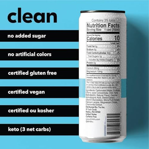 12 oz (12-Pack) Tru Dream Sparkling Water Cherry Berry Functional Seltzer with Magnesium, Chamomile & GABA - Sleep