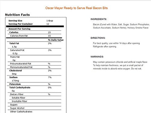 Oscar Mayer 3oz (Pack 4) , Real Bacon Bits, Pouches