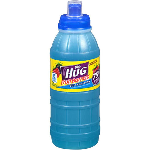 Big Hug Fruit Barrels Sports Cap Blue Raspberry Fruit Flavored Drink, 16 Fluid Ounce