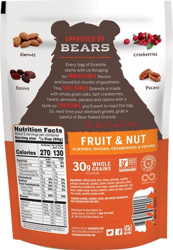 Kellogg's 12oz (1 (Pack 2) Bear Naked Granola Cereal, Breakfast Snacks, Fruit and Nut, Bag Bag)