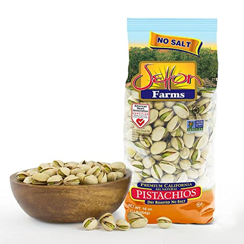 Setton 1 (16 Farms Dry Roasted and Unsalted Pistachios, Premium California In Shell Pistachios No Salt, pound Bag