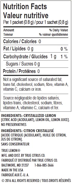 Packets 32-count True Lemon - Crystallized Lemon For Water, Tea - Single-Serve - Water Enhancer