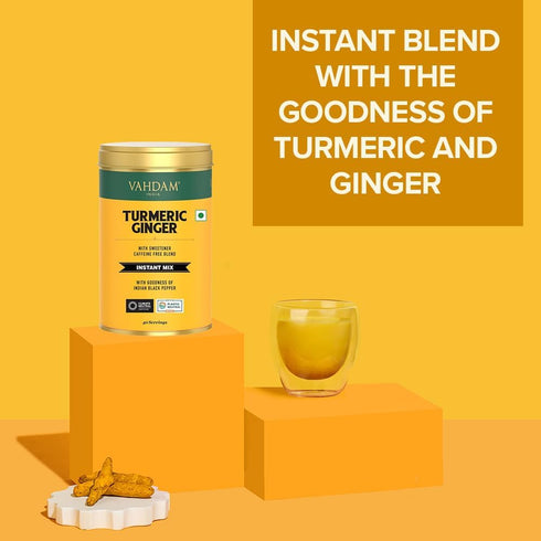 VAHDAM Golden Milk Powder, Turmeric Ginger Latte Mix, 100g, Caffeine-Free, Brew Hot or Iced Tea