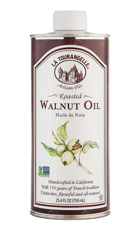 La Tourangelle Roasted Walnut Oil, Plant-Based Omega-3 Fatty Acid Source for Cooking, Baking, & Beauty, 25.4 Fl Oz