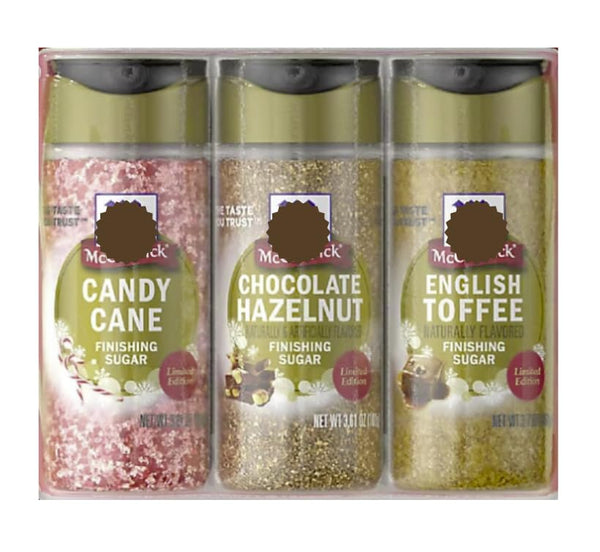 Generic Holiday Finishing Sugar Variety Pack, Chocolate Hazelnut, Candy Cane, English Toffee Flavors,