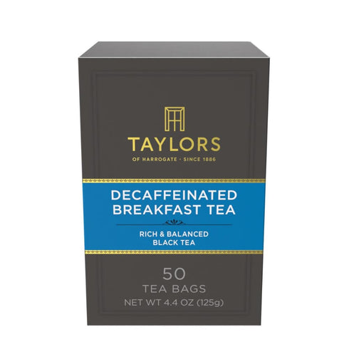 Taylors of Harrogate Decaffeinated Breakfast, Black Tea, Pillow Bags, 50 Count (Pack