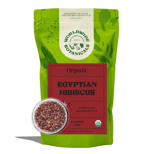 Worldwide Botanicals Organic Hibiscus Tea 8 oz, Loose Leaf, Cut and Sifted