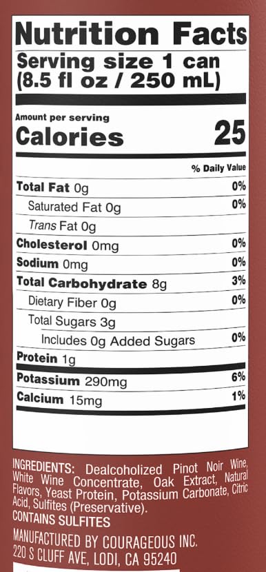 6 Pack Just Enough Wines Pinot Noir Alcohol Removed | Non-Alcoholic Red Wine, Cans | Central Coast California, Low