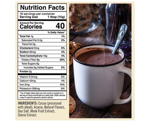 (2 Pack) 14 oz Castle Kitchen Sugar Free Dark Hot Chocolate Premium Plant Based, Dairy Free, Gluten-Free, Vegan Hot