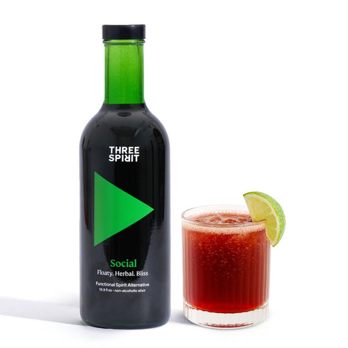 Three Spirit Non-Alcoholic Alternative Spirit - The Social, 50cl | Adaptogens, Cacao,