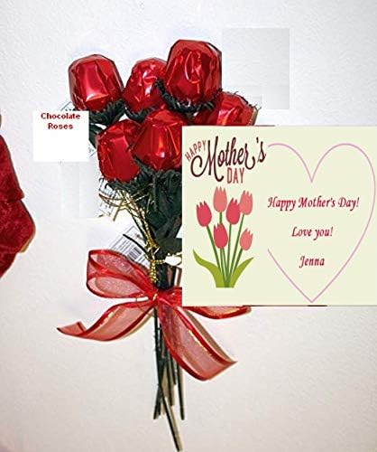 FavorOnline Personalized Chocolate Rose Bouquet for Mother's Day of 6 Roses with Gift