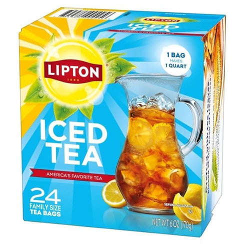 144 (24ct Pack 6) Lipton Unsweetened Iced Tea Bags, Family Size Zero Calories, Total Tea Bags