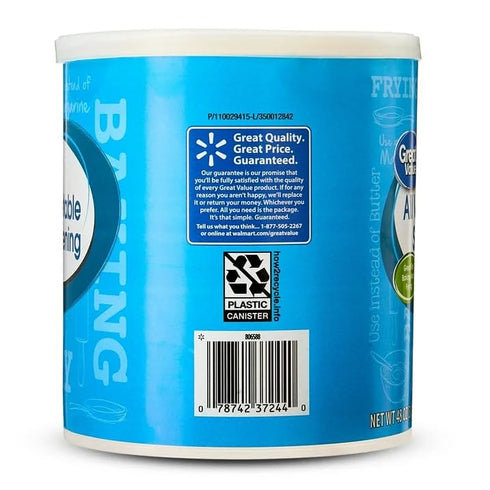 Boltman 48 oz (Pack 2, 96 oz 0g Great Value All Vegetable Shortening, Can of Total) - Perfect for Baking & Frying
