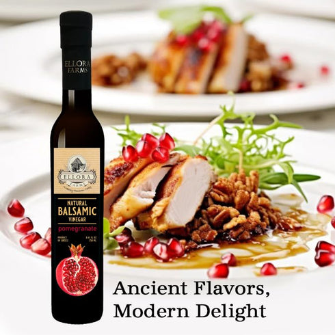 Pack Pack 2 Ellora Farms, Combo Fresh Pomegranate and Date Syrup Infused Thick Aged Balsamic Vinegar, All-Natural, No