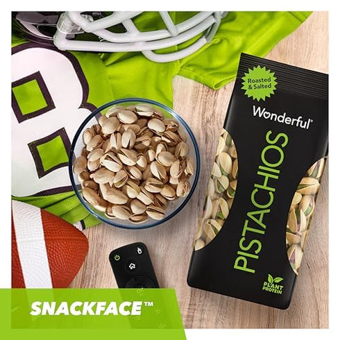 8 Wonderful Pistachios In Shell, Roasted and Salted Nuts, Ounce Bag, Healthy Snack, Protein Snack, Pantry Staple
