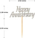 48 Pcs Silver Happy Anniversary Cupcake Toppers, Picks for Anniversary Party Cake Decorations
