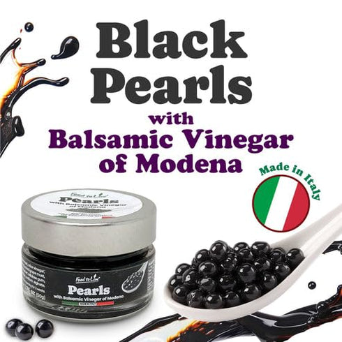 50g (Pack 2) Food to Live Black Pearls with Balsamic Vinegar of Modena, Authentic Italian Aceto Balsamico Black Caviar