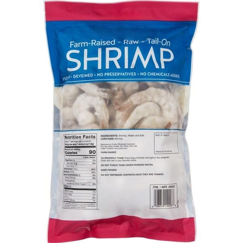Generic Frozen, packed Raw Shrimp, Tail-On, Peeled & Deveined, High Protein, Premium Quality Seafood , Conveniently