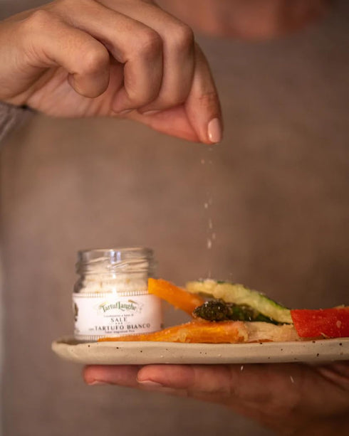 1.06 oz (Pack 1) TartufLanghe White Truffle Salt with Gurande Grey Sea Salt and Real Truffle Slices - Gourmet Italian