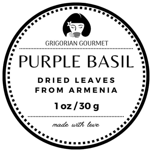 GRIGORIAN GOURMET 1 OZ (30g), Purple Basil (Ocimum basilicum) Aromatic Italian, Armenian, Greek Heritage Variety