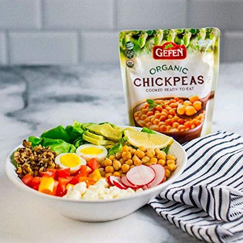 16.9 (Pack 12) Gefen Organic Chickpeas, Cooked, Ready to Eat, Kosher, USDA Organic, Ounces
