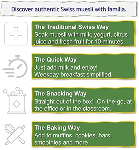 0g Energy-Packed 29 (Pack 2) Familia Swiss Muesli Cereal, Added Sugar, Cereal with Raisins, Hazelnuts and Almonds