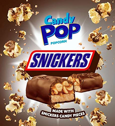 Snack Pop Snickers Candy Coated Popcorn, Drizzled with Chocolate and Caramel, NON-GMO, 5.25oz